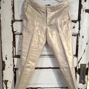 J Crew Metallic Foil Linen Gardening pants cropped 6